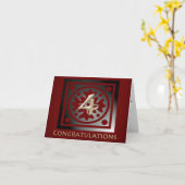 Mitarbeiter 4 Jahre Jubiläum Elegant Golden Red Karte (Gelbe Blume)