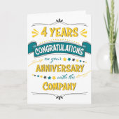 Mitarbeiter 4. Jahrestag Herzlichen Glückwunsch Wo Karte (Vorderseite)