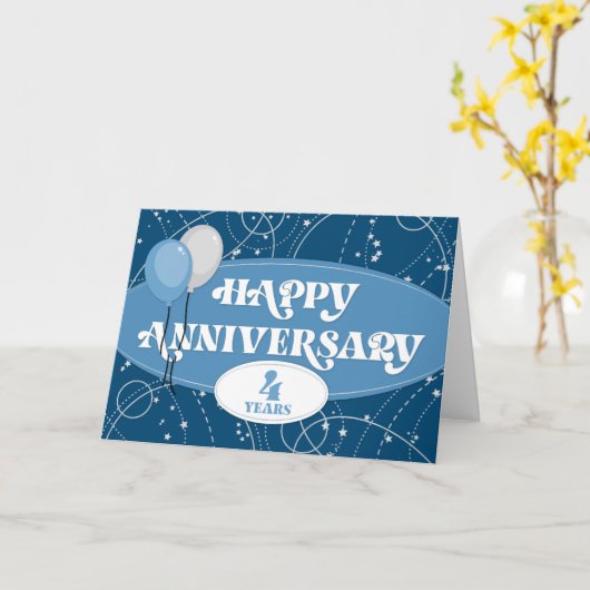 Mitarbeiter 4 Jubiläumsballons und Musterkarte Karte (Gelbe Blume)