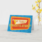 Mitarbeiter 50 Jahre Retro Blue Red Orange Karte (Gelbe Blume)