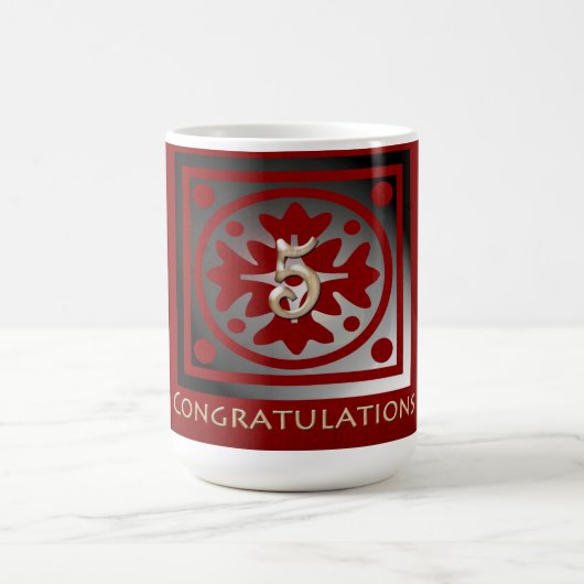 Mitarbeiter 5 Jahre Jubiläum Elegant Golden Red Kaffeetasse (Mittel)