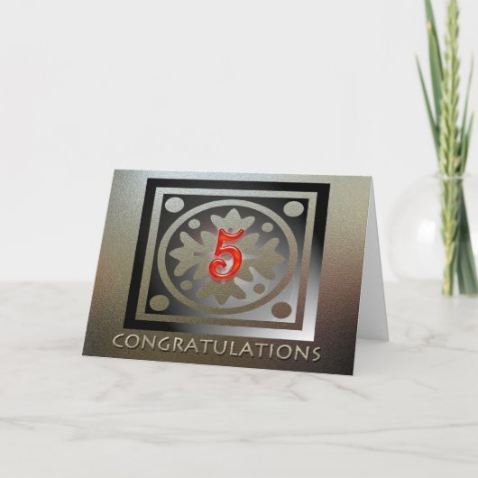 Mitarbeiter 5 Jahre Jubiläum Elegant Golden Red Karte (Vorderseite)