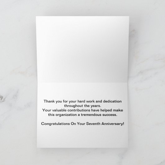 Mitarbeiter 7 Jahre Jubiläum Elegant Golden Karte (Innenseite)