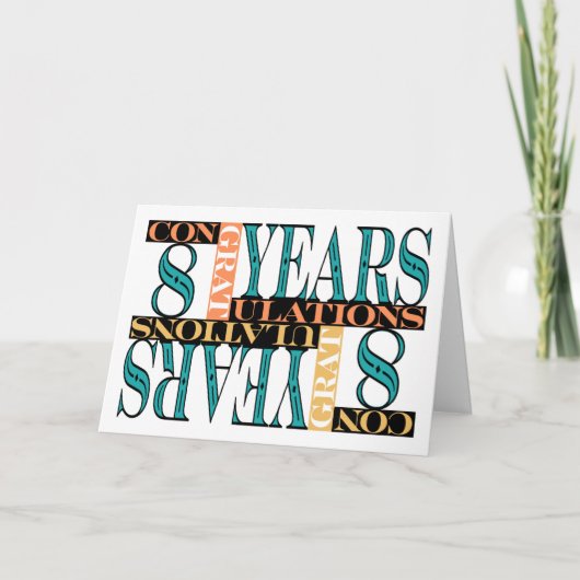 Mitarbeiter 8. Jahrestag Herzlichen Glückwunsch Mo Karte (Vorderseite)