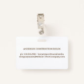 Mitarbeiter am Bauort | Holz Ausweis (Rückseite mit Klammer)