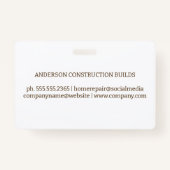 Mitarbeiter am Bauort | Holz Ausweis (Rückseite)