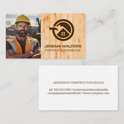 Mitarbeiter am Bauort | Holz Visitenkarte (Vorne/Hinten)
