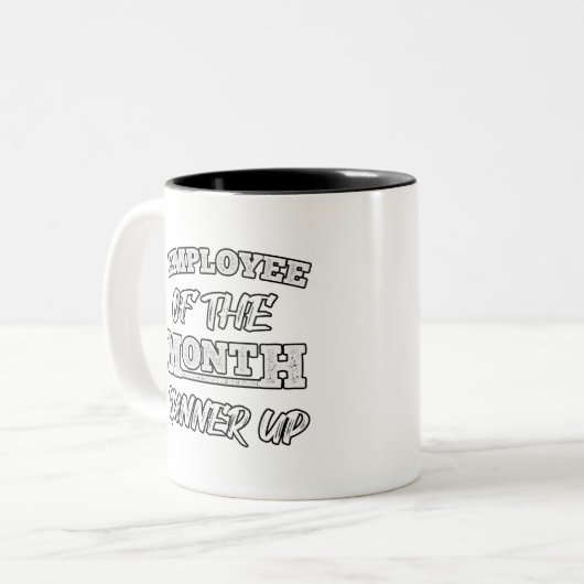 Mitarbeiter bis zum Monatslauf Zweifarbige Tasse (Vorderseite Links)