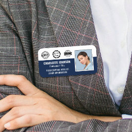 Mitarbeiter Business Accreditation ID Foto Navy Bl Namensschild