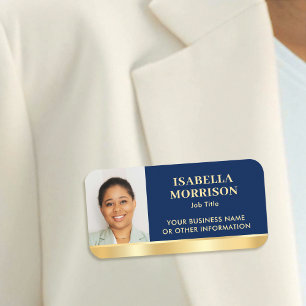 Mitarbeiter Business ID Mitarbeiter Foto Navy Gold Namensschild