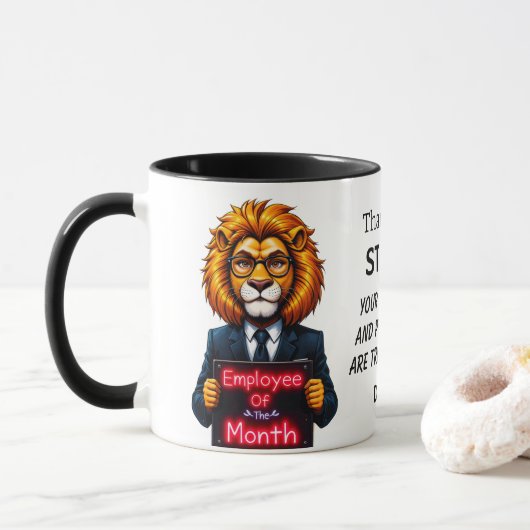 Mitarbeiter der monatlichen Löwenneonfarben Tasse (Mit Donut)