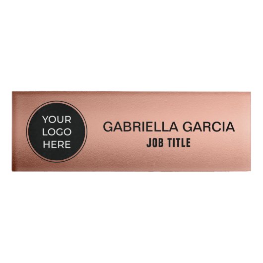 Mitarbeiter des benutzerdefinierten Rose-Gold-Logo Namenschild (Vorderseite)