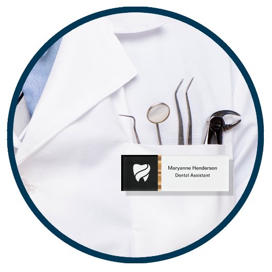 Mitarbeiter des Classy Dental Office Namenschild