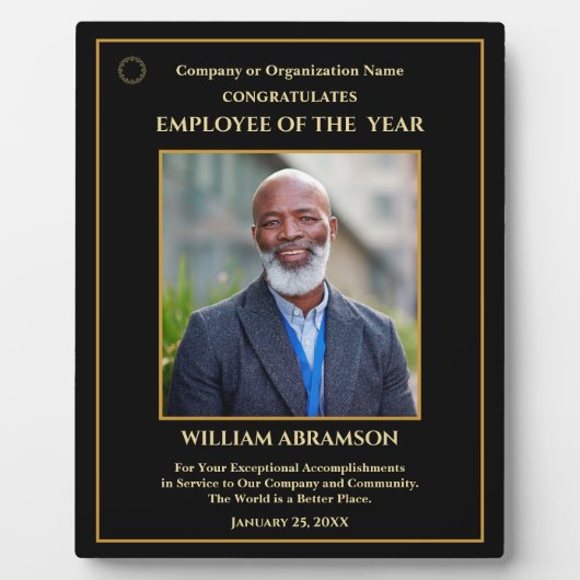 Mitarbeiter des Jahres Foto Gold Personalize Award Fotoplatte (Vorderseite)