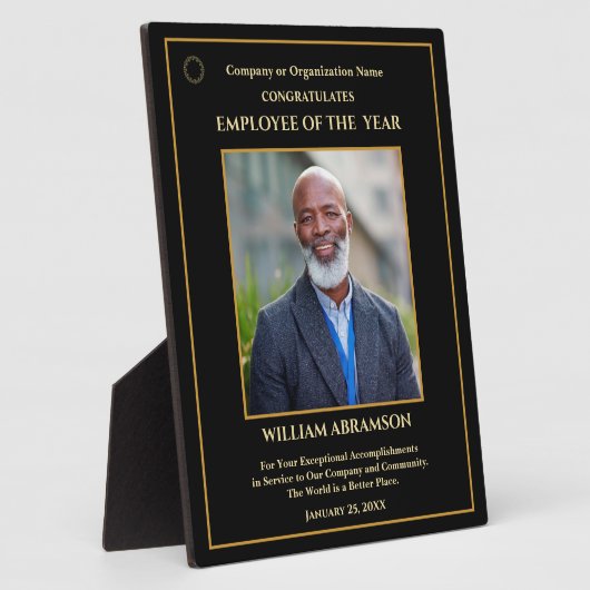 Mitarbeiter des Jahres Foto Gold Personalize Award Fotoplatte (Seite)