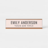 Mitarbeiter des modernen rosa Rosa Büros Schreibtischnamensplakette (Vorderseite )