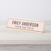 Mitarbeiter des modernen rosa Rosa Büros Schreibtischnamensplakette (Vorderseite )