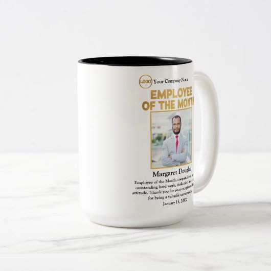 Mitarbeiter des monatlichen benutzerdefinierten Fo Zweifarbige Tasse (VorderseiteRechts)