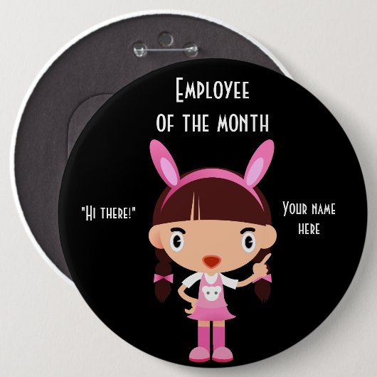 Mitarbeiter des Monats-W-Round-Button Button (Vorne & Hinten)