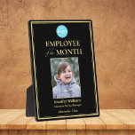 Mitarbeiter des Month Company Logo Foto Gold Fotoplatte<br><div class="desc">Erstellen Sie Ihre eigene, personalisierte, schöne, elegante, berufliche, UV-beständige Glanzbeschichtung, Imitat und Schwarz-Gold, Hardboard-Panel-Display-Plakette mit angehängtem Ständer, Business Office Corporate Recognition / Wertschätzung, Foto Name Logo Award-Plakette. Um zu personalisieren, geben Sie den Namen des Mitarbeiters / der Mitarbeiter / Führungskraft, ihre Benennung, Monat & Jahr, und fügen Sie das Foto...</div>