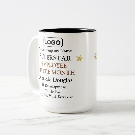 Mitarbeiter des Month Superstar Award Zweifarbige Tasse (Vorderseite Links)
