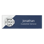 Mitarbeiter des Navy Blue Modern Custom Logo Magne Namenschild (Vorderseite)