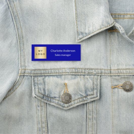 Mitarbeiter des Royal Blue Business Logos Namensschild (Beispiel)