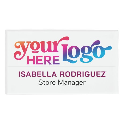 Mitarbeiter des Unternehmens mit Firmenlogo für be Namenschild (Vorderseite)