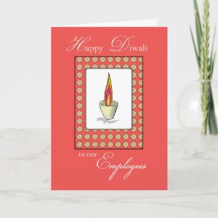 Mitarbeiter Diwali Candle on Red Karte