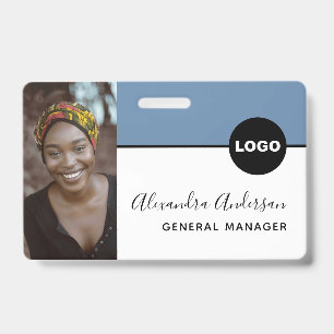 Mitarbeiter Firmen-ID-Foto-Logo QR-Code Denim Blau Ausweis