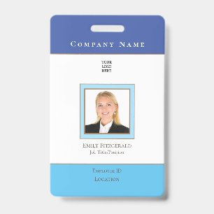 Mitarbeiter Foto Ausweis Name Logo Blau Gold