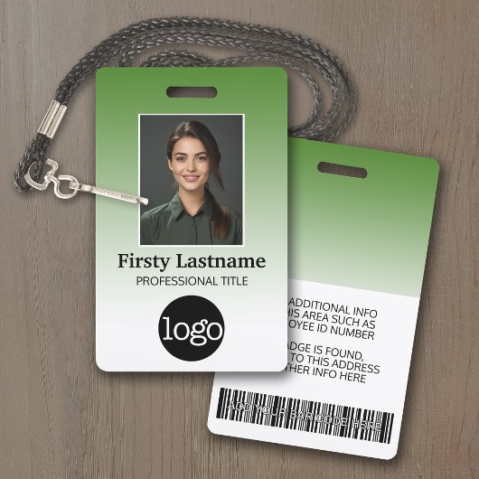 Mitarbeiter - Foto, Bar, Logo, Name Gradient Ausweis