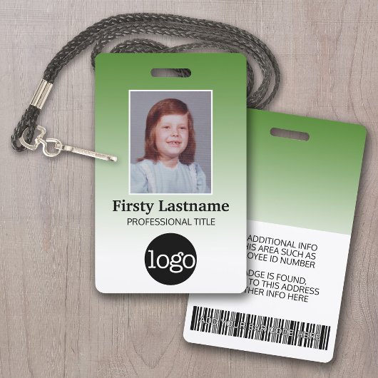 Mitarbeiter - Foto, Bar, Logo, Name Gradient Ausweis