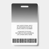 Mitarbeiter - Foto, Bar, Logo, Name Gradient Ausweis (Rückseite)