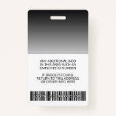 Mitarbeiter - Foto, Bar, Logo, Name Gradient Ausweis (Rückseite)