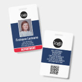 Mitarbeiter-Foto, Bar QR-Code, Logo, Titel-ID Ausweis (Vorder- & Rückseite)