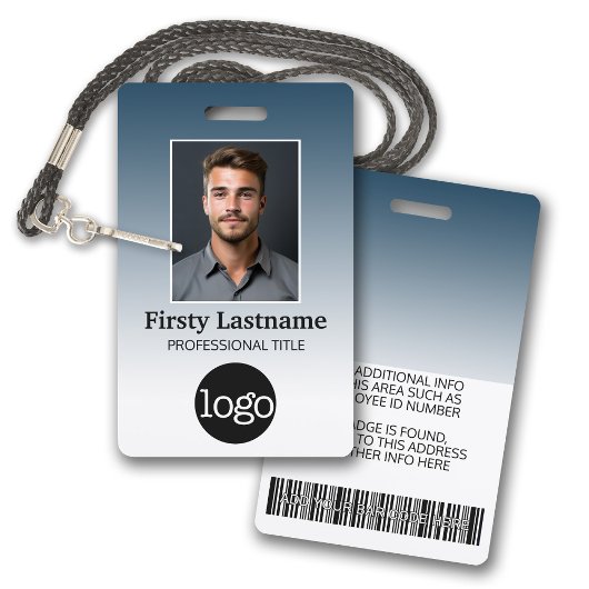 Mitarbeiter - Foto, Barcode, Logo, Namensgradient Ausweis
