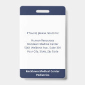Mitarbeiter Foto Barcode Navy Blue White Medical I Ausweis (Back)