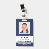 Mitarbeiter Foto Barcode Navy Blue White Medical I Ausweis (Front with Clip)