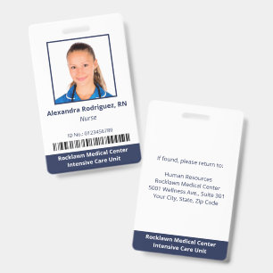 Mitarbeiter-Foto-Barcode Weiß Blau Krankenhaus-ID Ausweis