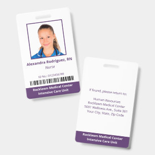 Mitarbeiter-Foto-Barcode Weiß Lila Krankenhaus-ID Ausweis