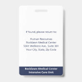 Mitarbeiter Foto Barcode White Blue Hospital ID Ausweis (Back)