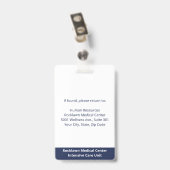 Mitarbeiter Foto Barcode White Blue Hospital ID Ausweis (Back with Clip)