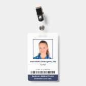 Mitarbeiter Foto Barcode White Blue Hospital ID Ausweis (Front with Clip)