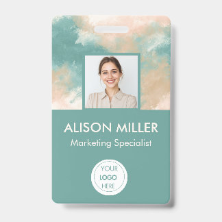 Mitarbeiter-Foto-ID-Abzeichen — Elegante Aquamarin Ausweis