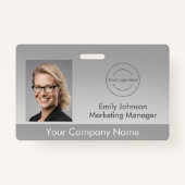 Mitarbeiter-Foto-ID-Abzeichen | Grau | QR-Code opt Ausweis (Vorderseite)