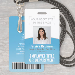 Mitarbeiter Foto ID Barcode Ihr Logo Blaue Kurve Ausweis