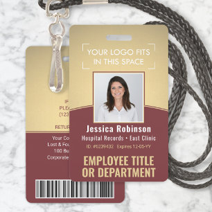Mitarbeiter Foto ID Barcode Logo Burgunderrot Gold Ausweis