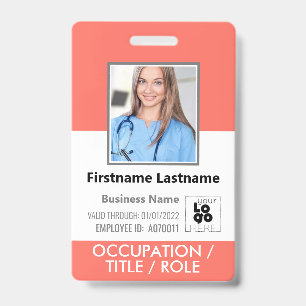 Mitarbeiter-Foto-ID-Barcode-Logo Living Coral Pink Ausweis