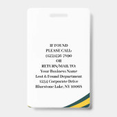 Mitarbeiter Foto ID Barcode Moderner grüner Zugang Ausweis (Rückseite)